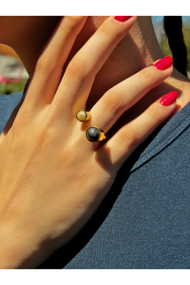 Citrine Labradorite Natural Stone Love And Energy Adjustable Women's Ring