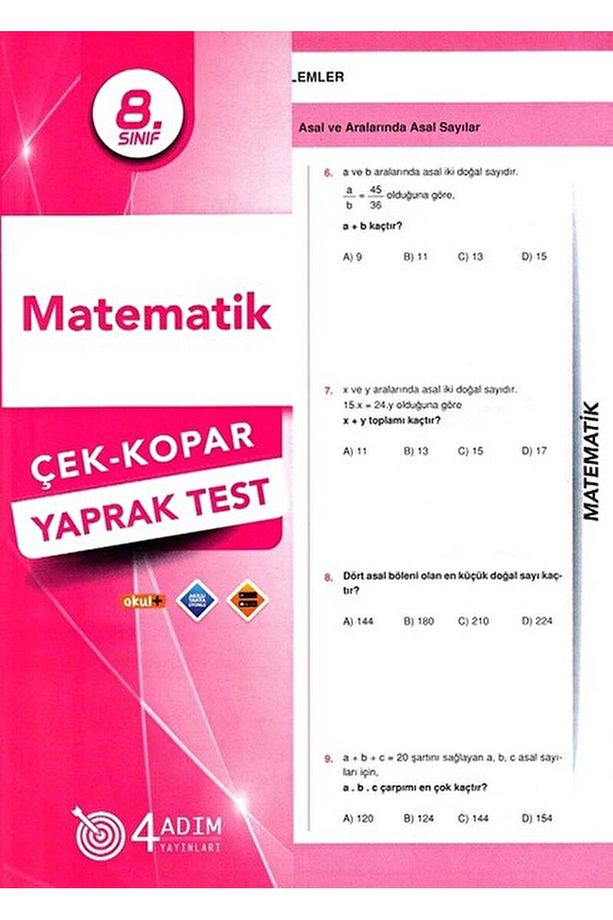 8. Sınıf Matematik Çek-Kopar Yaprak Test / Kolektif / 4 Adım Yayınları / 9786052570876 - 1