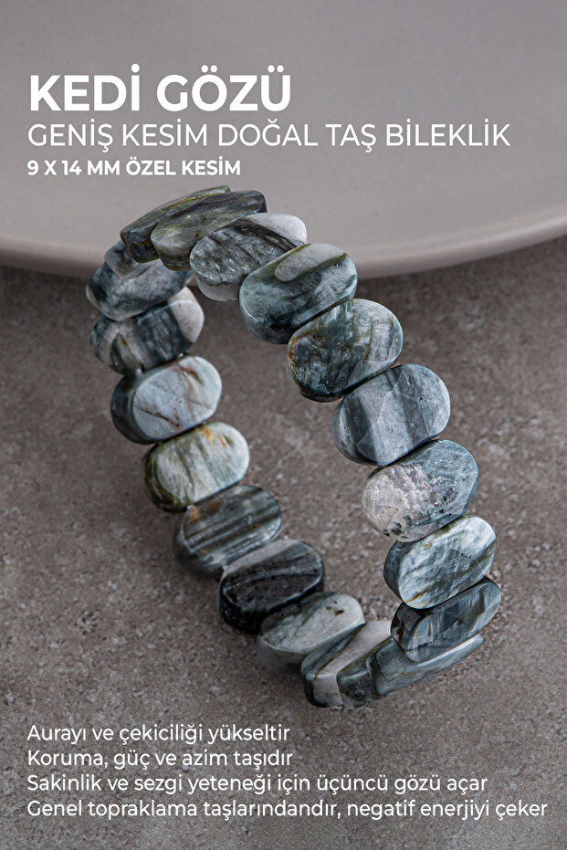 Certified Cat's Eye Natural Stone Special Cut Bracelet