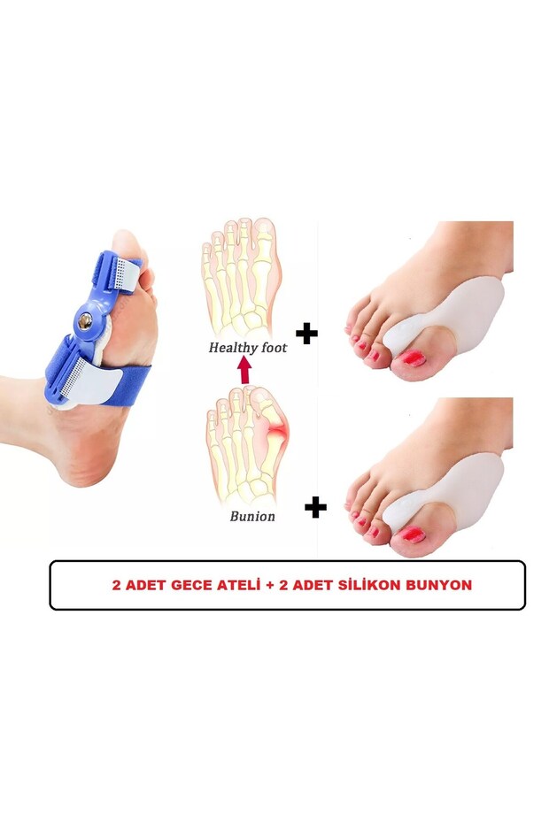 Halluks Valgus Gece Ateli Mavi Parmak Arası Bunyon Seti 2 Adet - 1