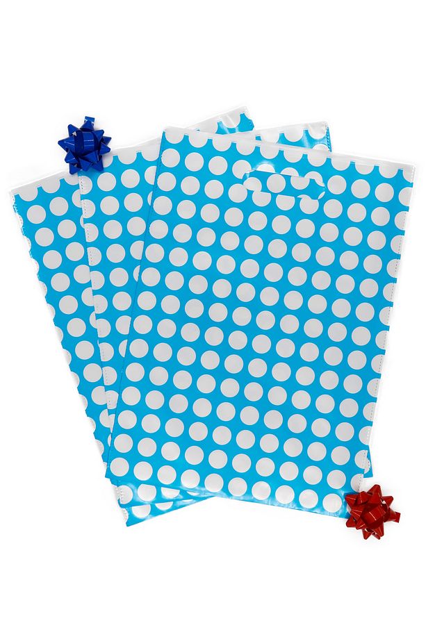 25 × 35 Hediyelik El Geçme Poşet 10 Adet Mavi Puantiyeli - 1