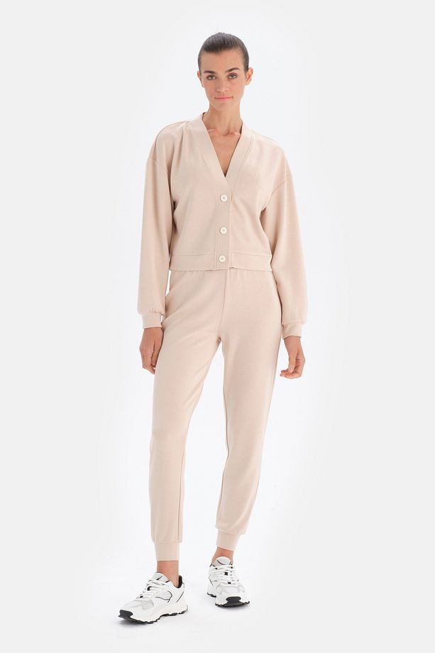 Ekru Jogger Paça Eşofman Altı - 1
