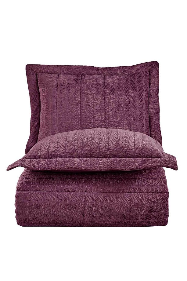 Velvet Kadife Comfort Set Modern Uyku Seti Tek Kişilik Mürdüm 2 Parça - 3