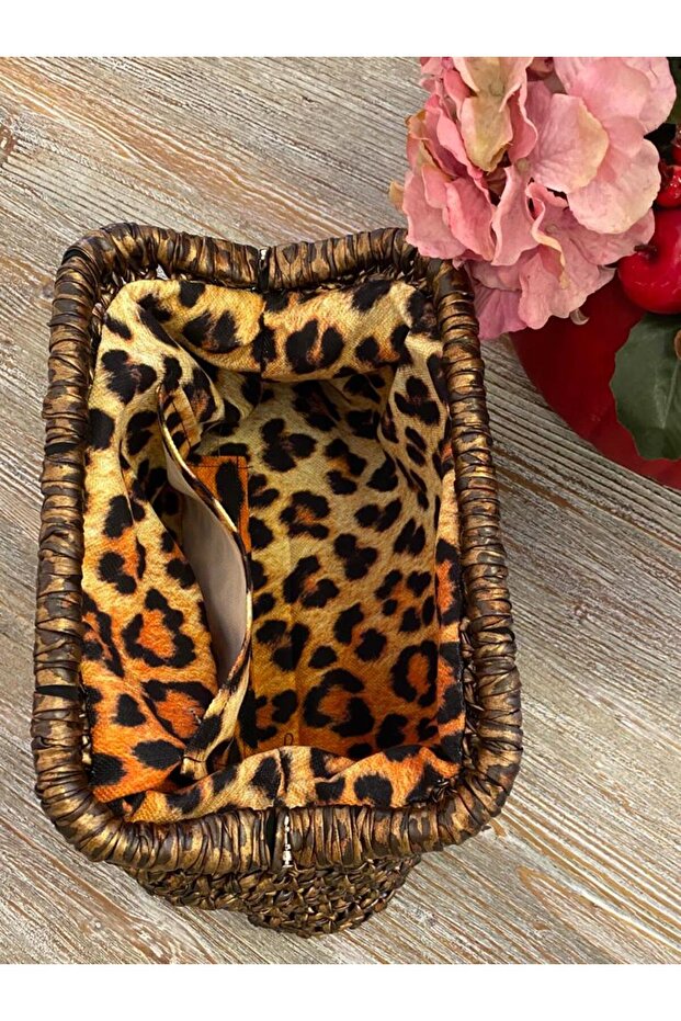 Deri ip makrome örme cluch çanta - 7