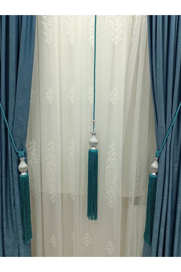 Fon Perde Tavan Bağlama Püsküllü Braçol Set - 1