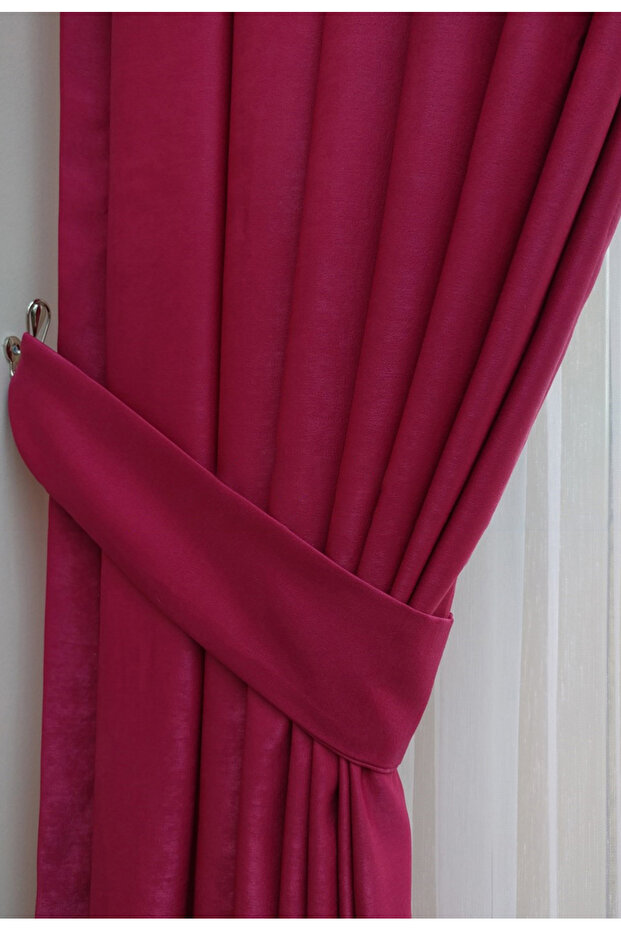 Fuchsia Soft Background Curtain - Solid Color, 1/2 Sparse Pleat, Single Wing - 5