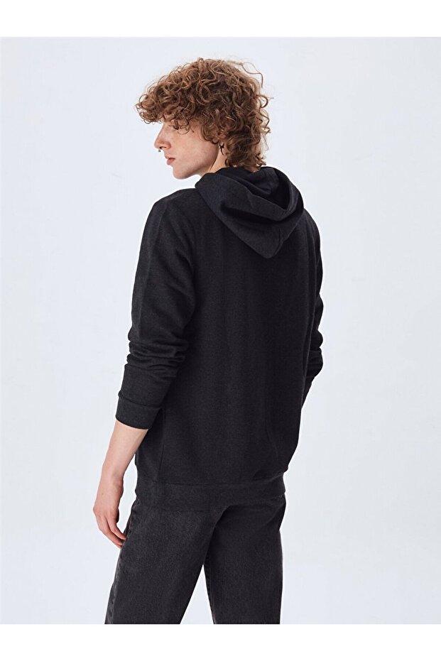 Logolu Kapüşonlu Antrasit Sweatshırt - 3