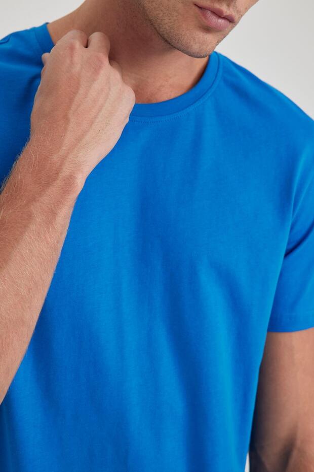 Regular Fit Bisiklet Yaka Basic Kısa Kollu Tişört M7666az23au - 5