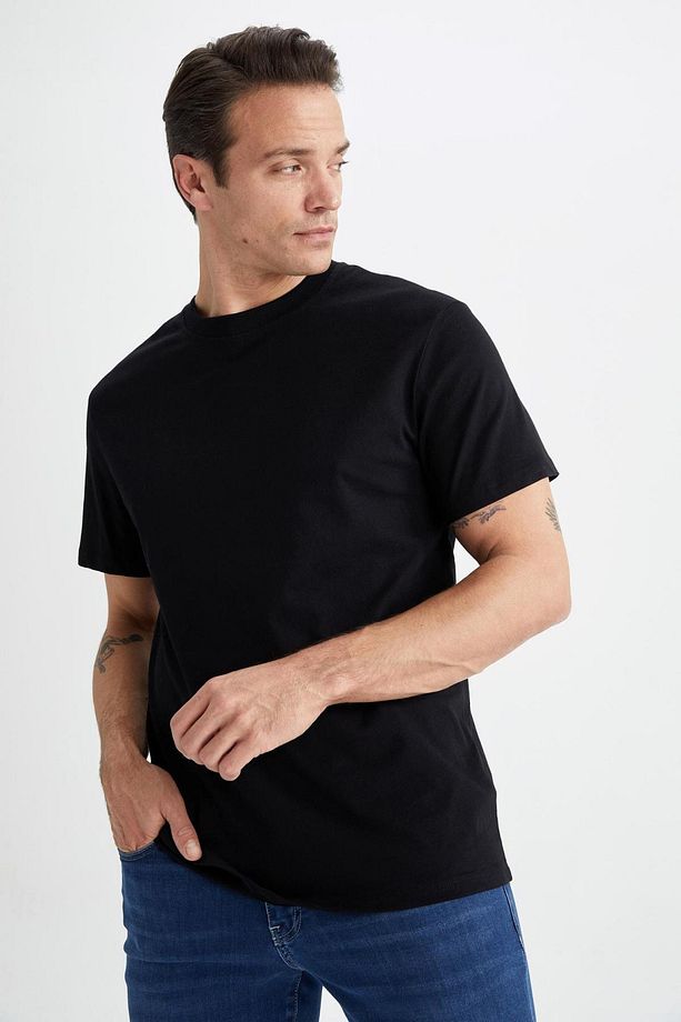New Regular Fit Bisiklet Yaka Basic Kısa Kollu 100 Pamuk Tişört V7699az23au - 4
