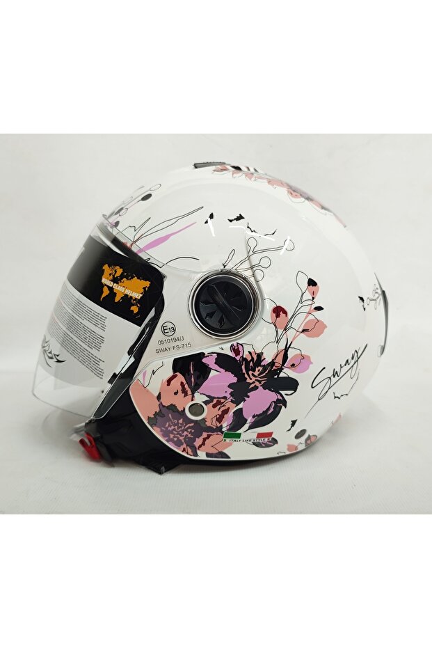 Sway 715 Iris White Pink Yarım Kask (AYNALI VİZÖR)