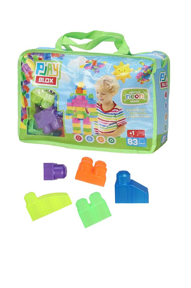 Play Blox Yapı Oyuncakları 2939 Neon Renkler Mega Blok Seti 83 Parça Yeşil Çantalı - 7