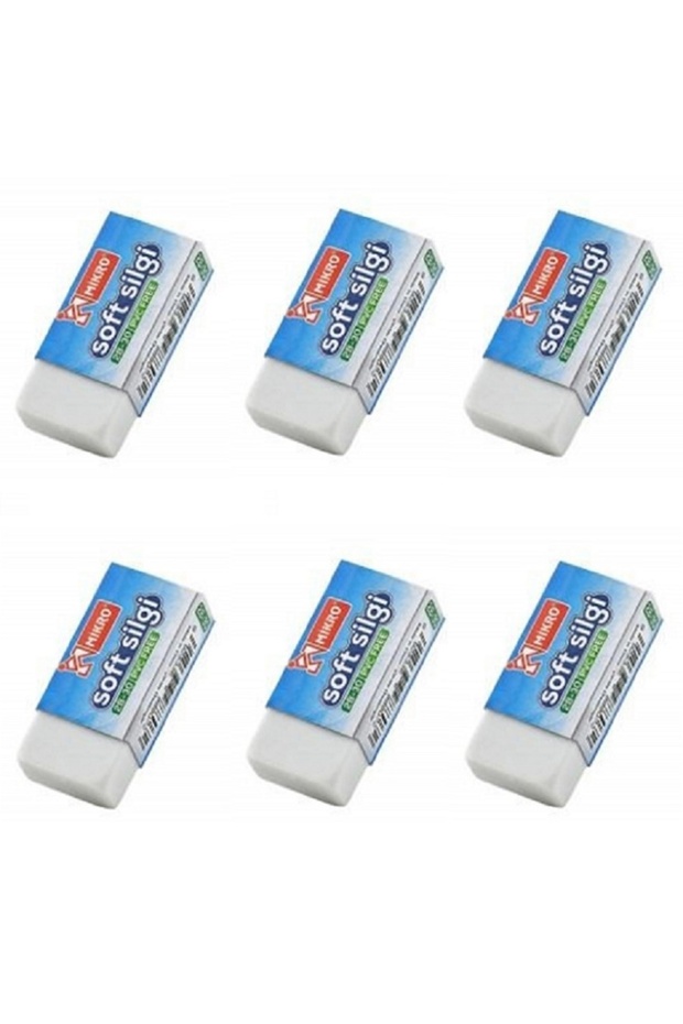 6 Pieces Micro Eraser Soft White 2B 30Tr