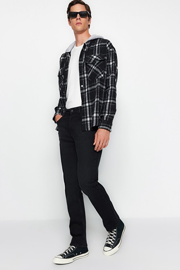 Siyah Smoke Regular Fit Jeans Kot Pantolon TMNAW23JE00036 - 1