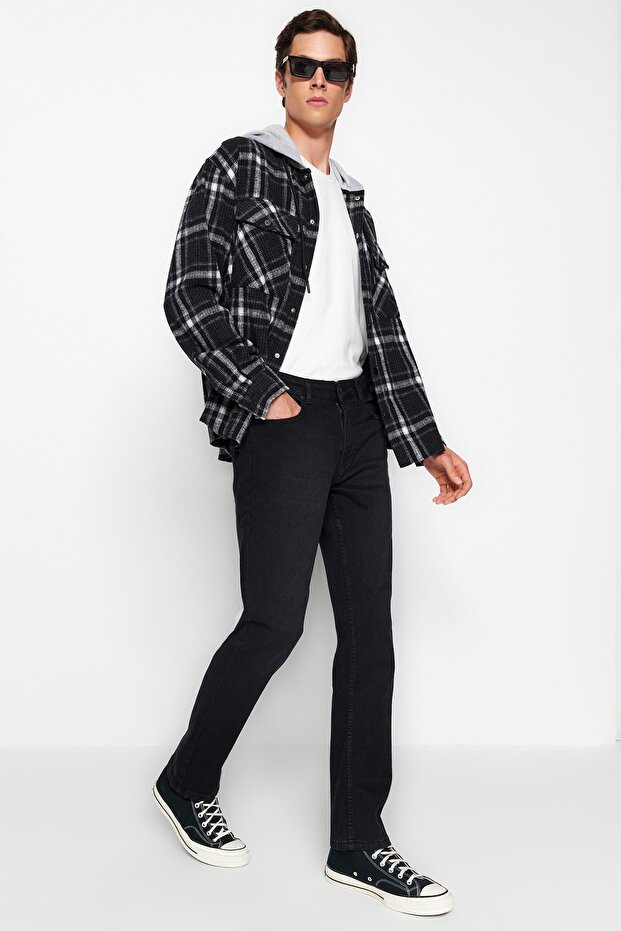 Siyah Smoke Regular Fit Jeans Kot Pantolon TMNAW23JE00036 - 2
