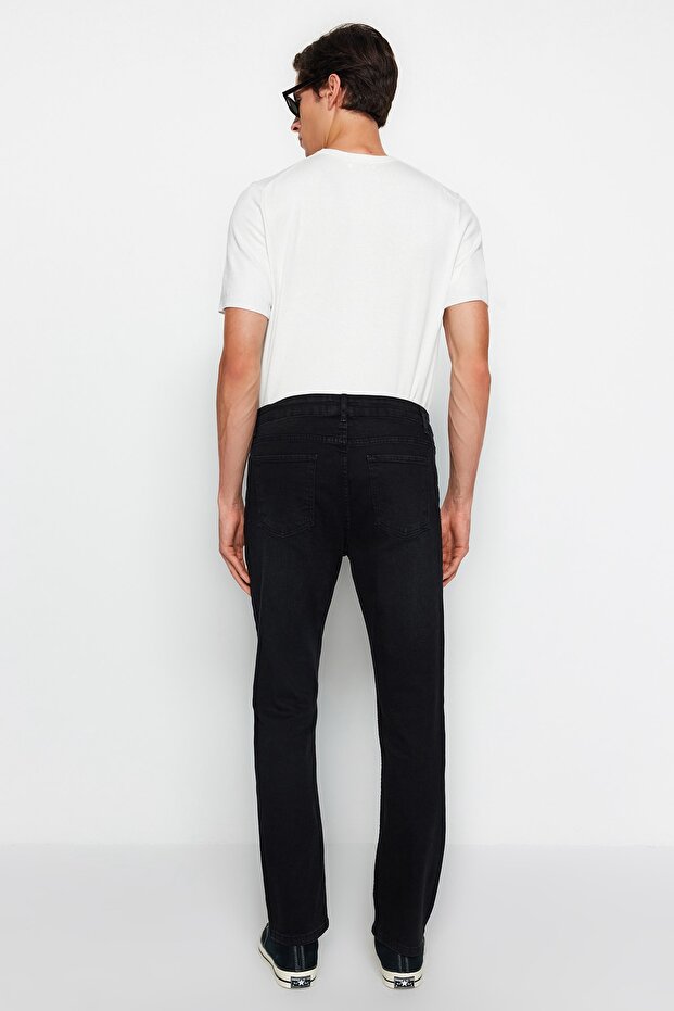 Siyah Smoke Regular Fit Jeans Kot Pantolon TMNAW23JE00036 - 5