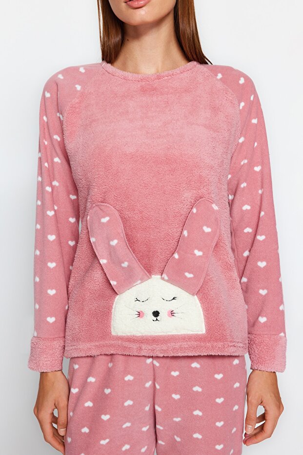 Zestaw piżam zimowych z dzianiny w paski Heart Sleep 3-częściowy z polaru Thmaw21Pt0666 - 6