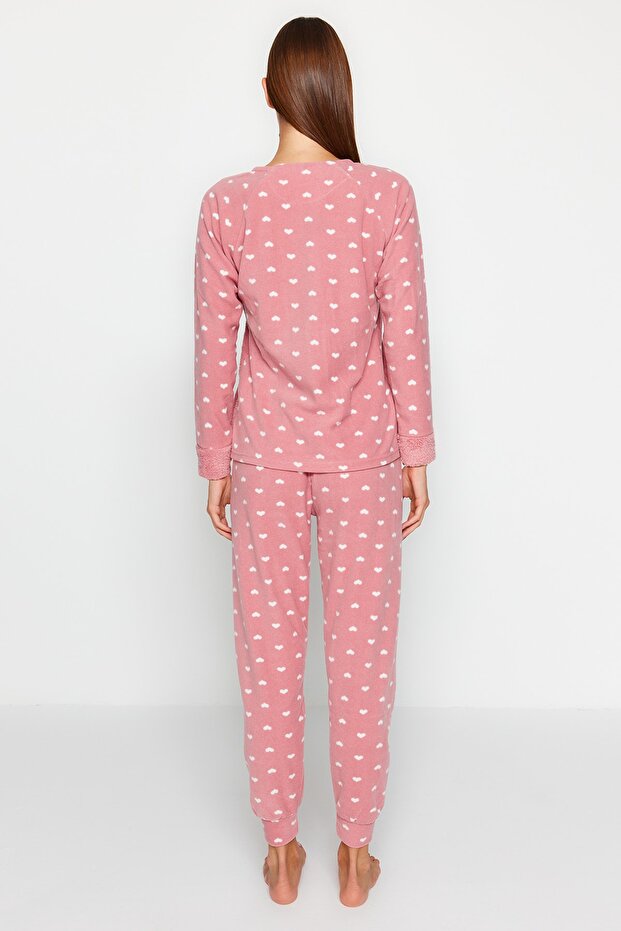 Zestaw piżam zimowych z dzianiny w paski Heart Sleep 3-częściowy z polaru Thmaw21Pt0666 - 11