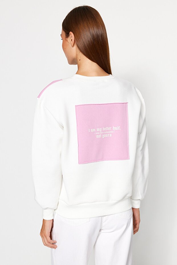 Biała bluza z nadrukiem Basic TWOAW21SW0150 - 6