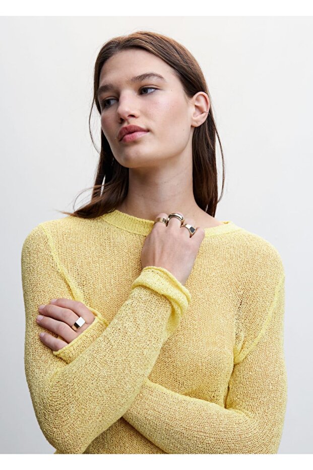 Yarı Şeffaf Triko Kazak - 8