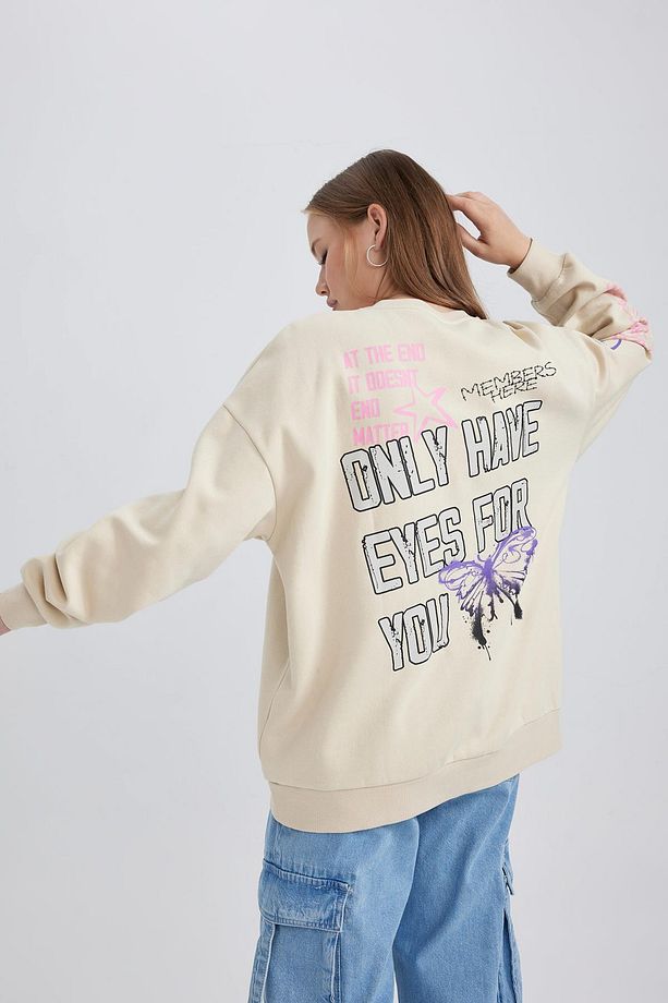 Coool Oversize Fit Bisiklet Yaka Kalın Sweatshirt A4755ax23wn - 5