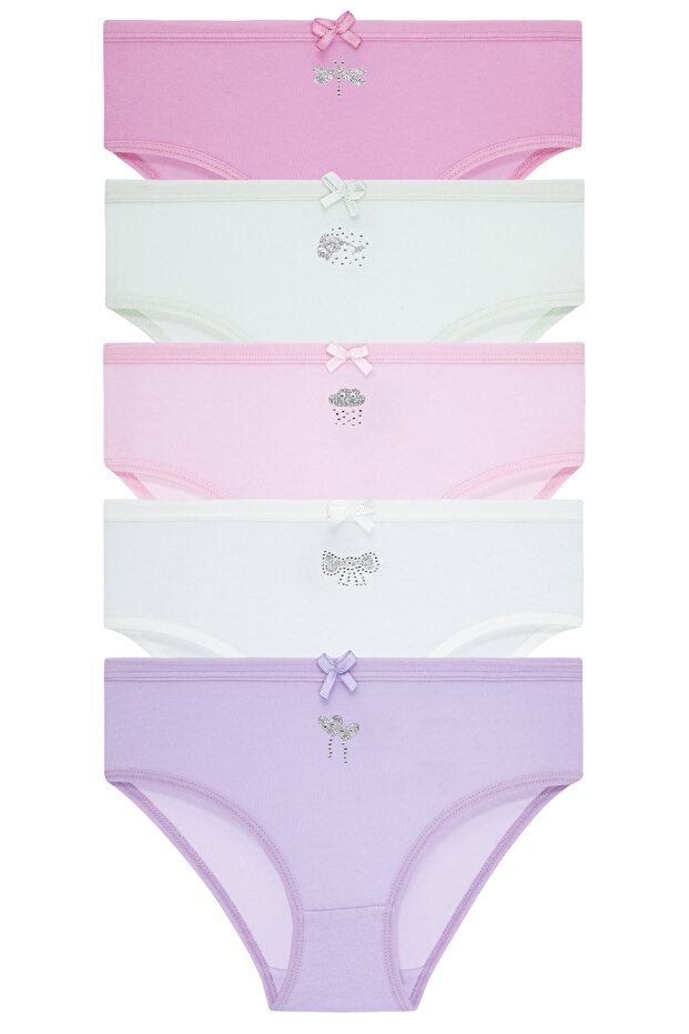 Girl's 5-Pack Colorful Slip Panties - Stoned -