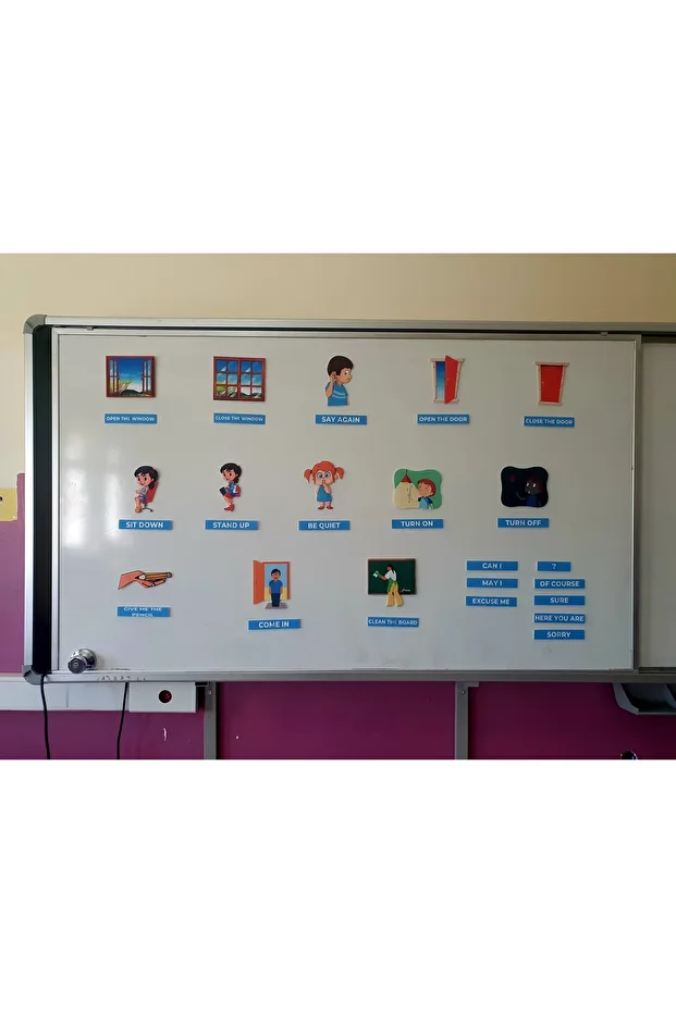 4. Sınıf İngilizce 1. Ünite Classroom Rules Mıknatıslı Keçe Seti - 2