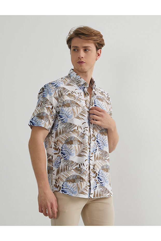 قميص منقوش بأكمام قصيرة - 3