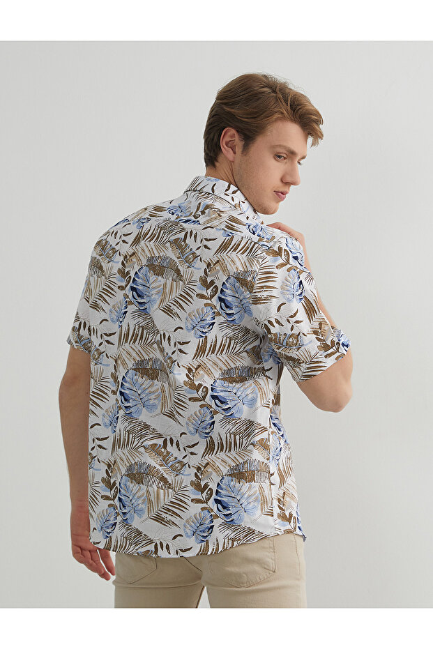 قميص منقوش بأكمام قصيرة - 4