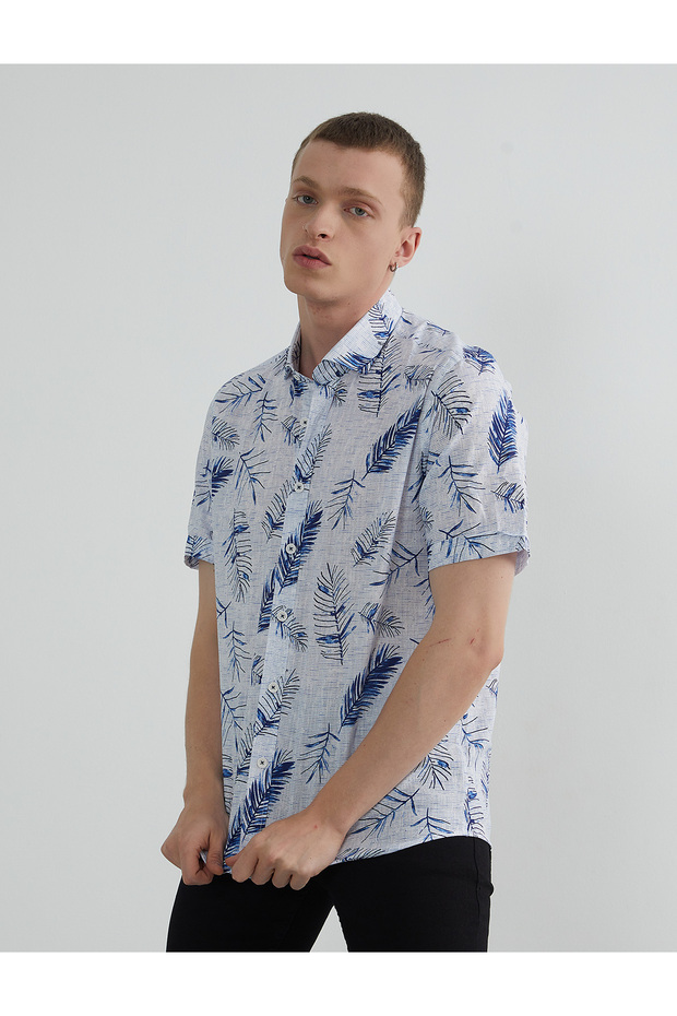 قميص منقوش بأكمام قصيرة - 2