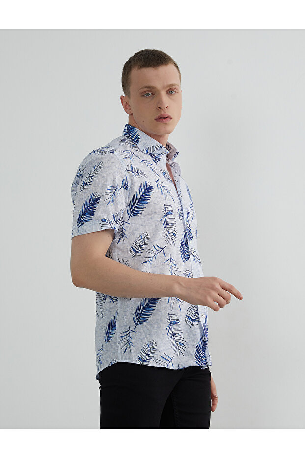 قميص منقوش بأكمام قصيرة - 3