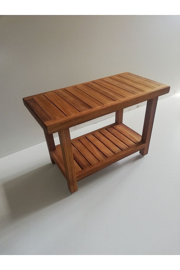 Iroko Duş Oturağı 30x80x40cm Ağaç Duş Taburesi Teak Tabure - 4