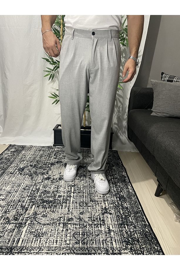 Gri Pileli Baggy Pantolon Pl13 - 4