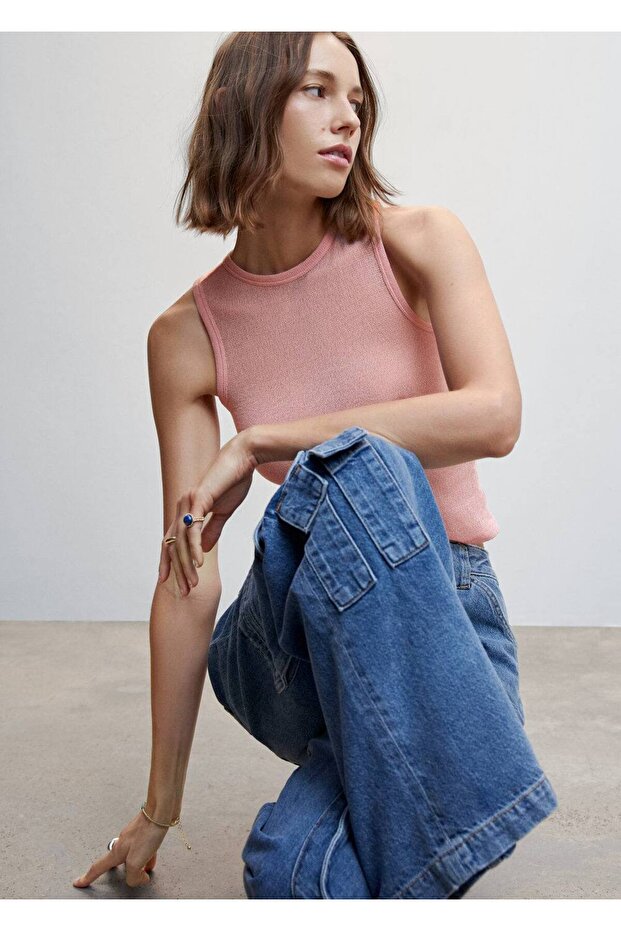 Yarı Şeffaf Triko Bluz - 5