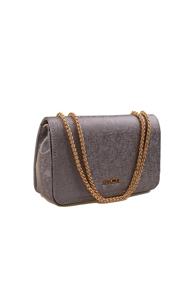 Platinum Shiny Pattern Chain Strap Women's Shoulder Bag
