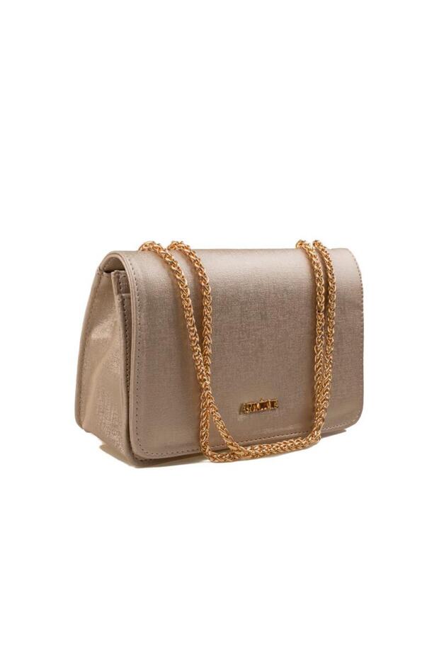 Gold Shiny Pattern Chain Strap Women's Shoulder Bag