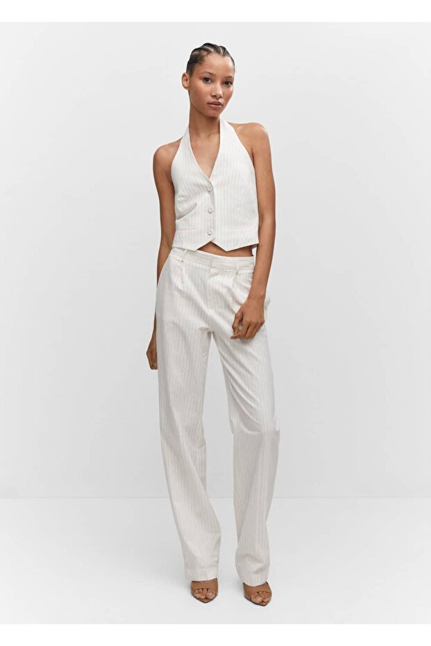 Düğmeli halter yaka yelek - 2