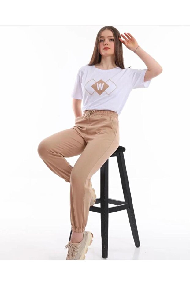 SPECIAL PRODUCTION W PRINTED CREW COLLAR 100% COTTON SUMMER WOMEN'S TRACKSUIT