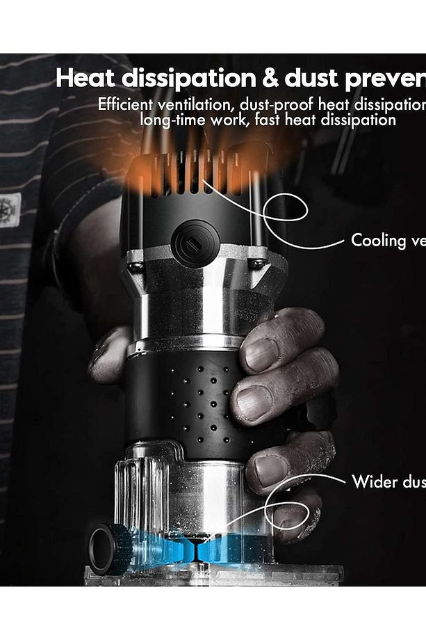 Bakır Sargı System 3000W Devir Ayarlı Formika Freze Makinesi 6 Mm Pens + 12 Adet Uç Set Hediye - 2