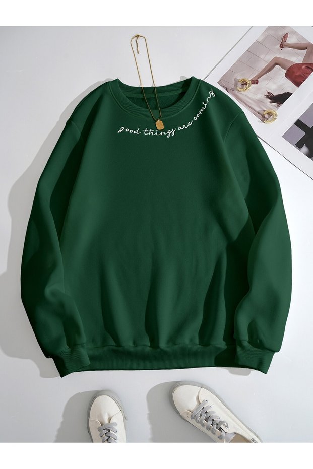 CODE ADR-SHEN EZwear Slogan Graphic Thermal Lined Sweatshirt