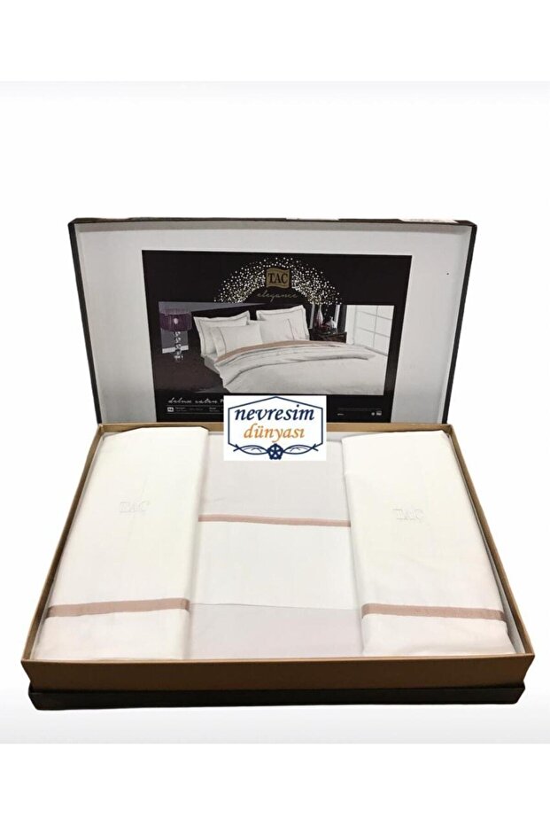Crown Prestige Delux Satin Double Duvet Set - Ecru
