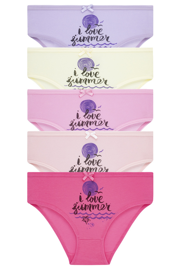 Girl's 5 Pack Colorful Slip Panties