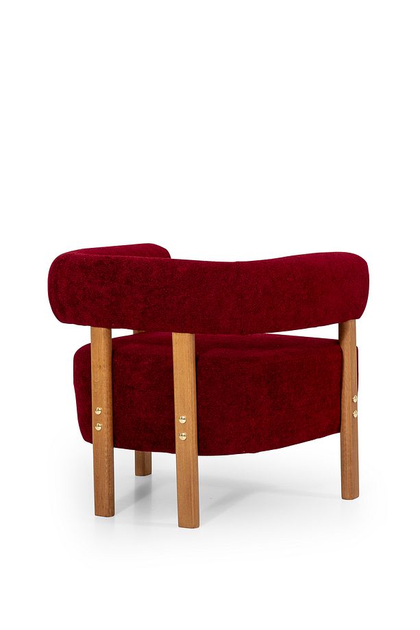 Sweet mod Ahşap Ayaklı Bukle Berjer Bordo - 6