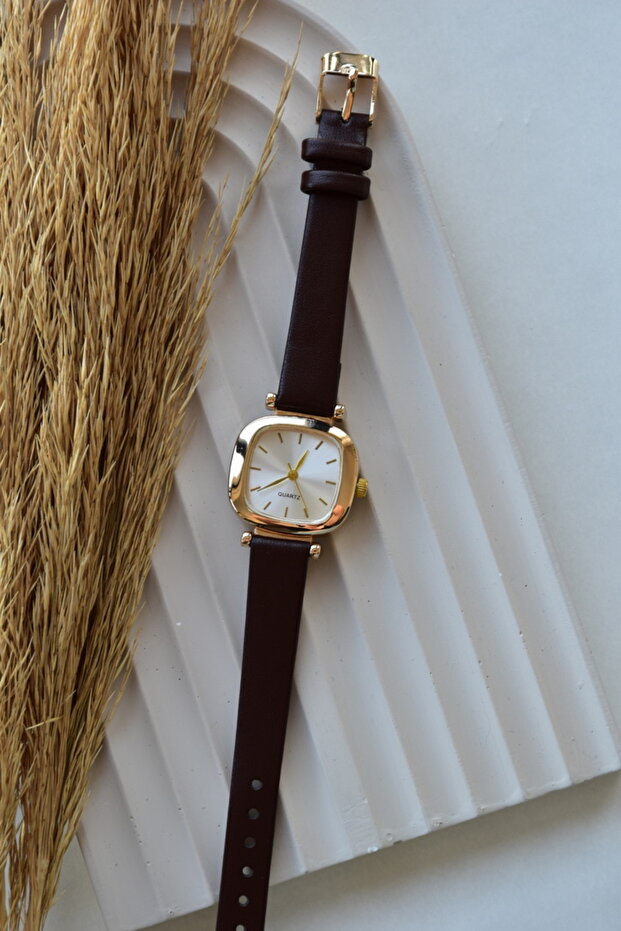 Square Siyah Deri Kayış Saat - 5