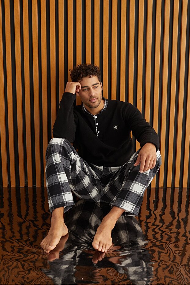 tissue Ekose Polar Erkek Pijama Takımı - 1