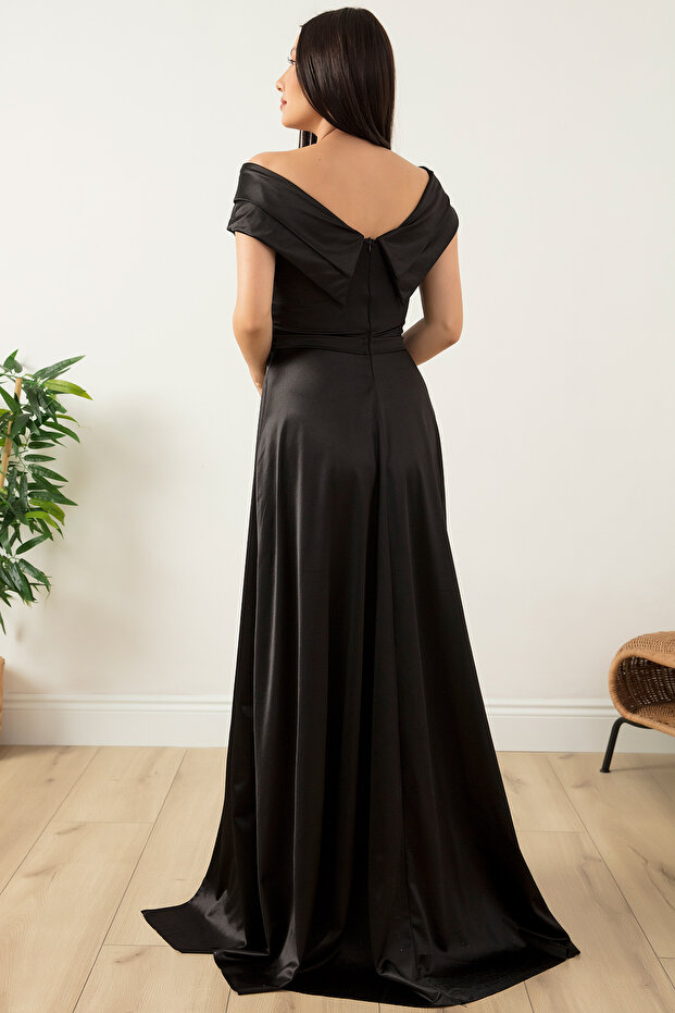 Düşük Omuz Satren Abiye Elbise 39654 - 7