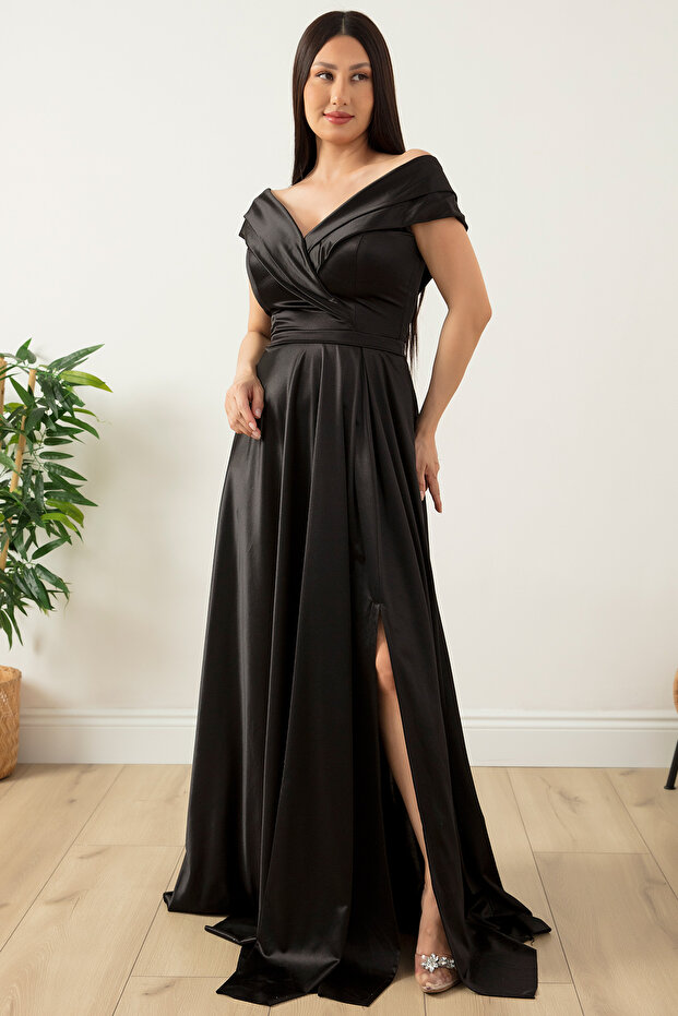 Düşük Omuz Satren Abiye Elbise 39654 - 5