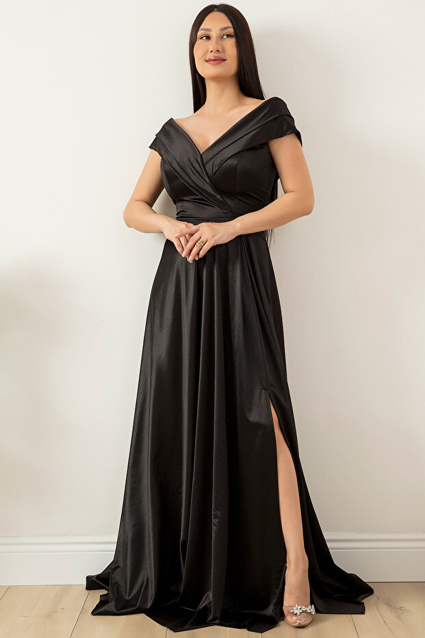 Düşük Omuz Satren Abiye Elbise 39654 - 6