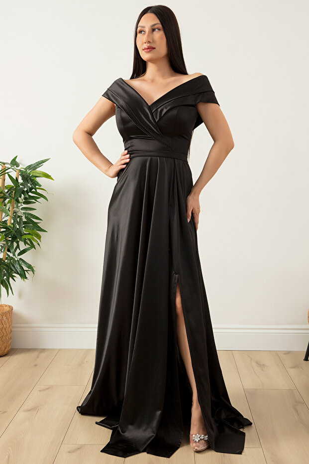 Düşük Omuz Satren Abiye Elbise 39654 - 4