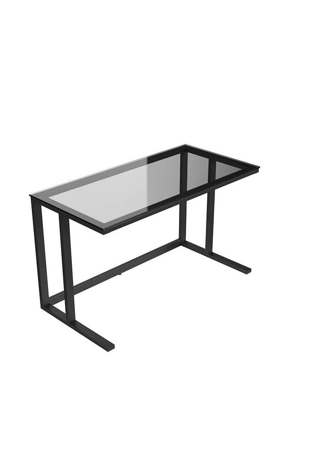 Tekli Desk Çalışma Masası Siyah Ayak Siyah Cam - 3