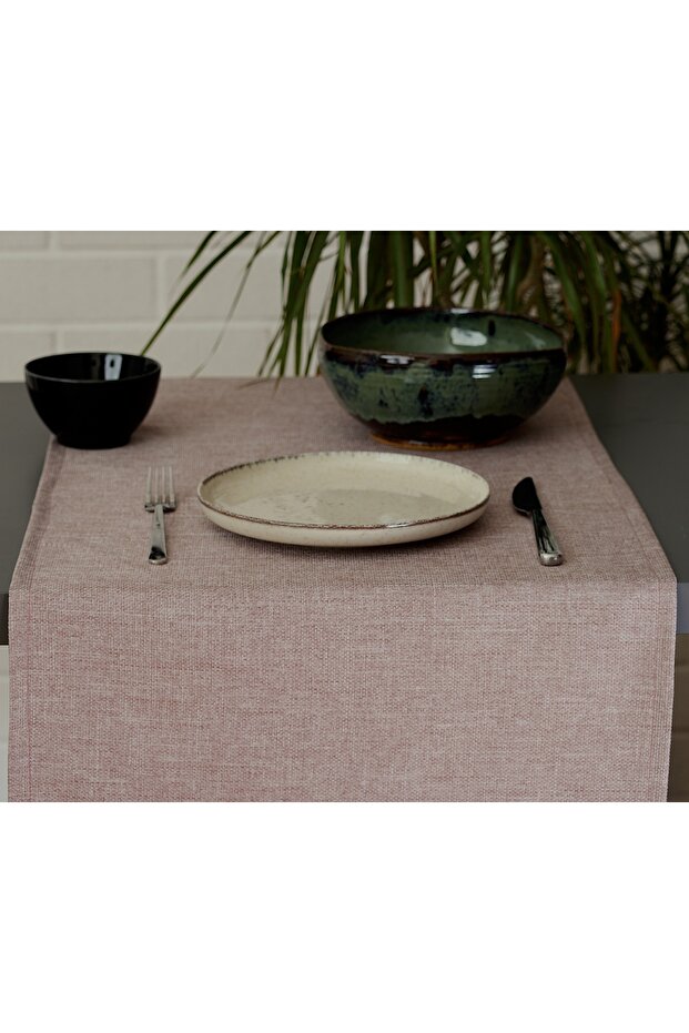Plain Linen Light Mink Runner 40x140 cm